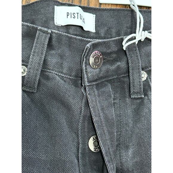 PISTOLA Jeans Women's Size 26 Black Denim Raw Hem Charlie High Rise Straight - Picture 5 of 10